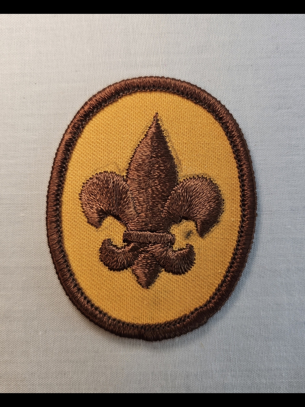 Brown Fleur-de-Lis Embroidered Patch on Gold Background- Accessories